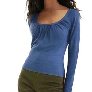 JAC by Jacqueline Conoir Shirt Long Sleeve Blue Scoop Neck Cotton Women's  XS